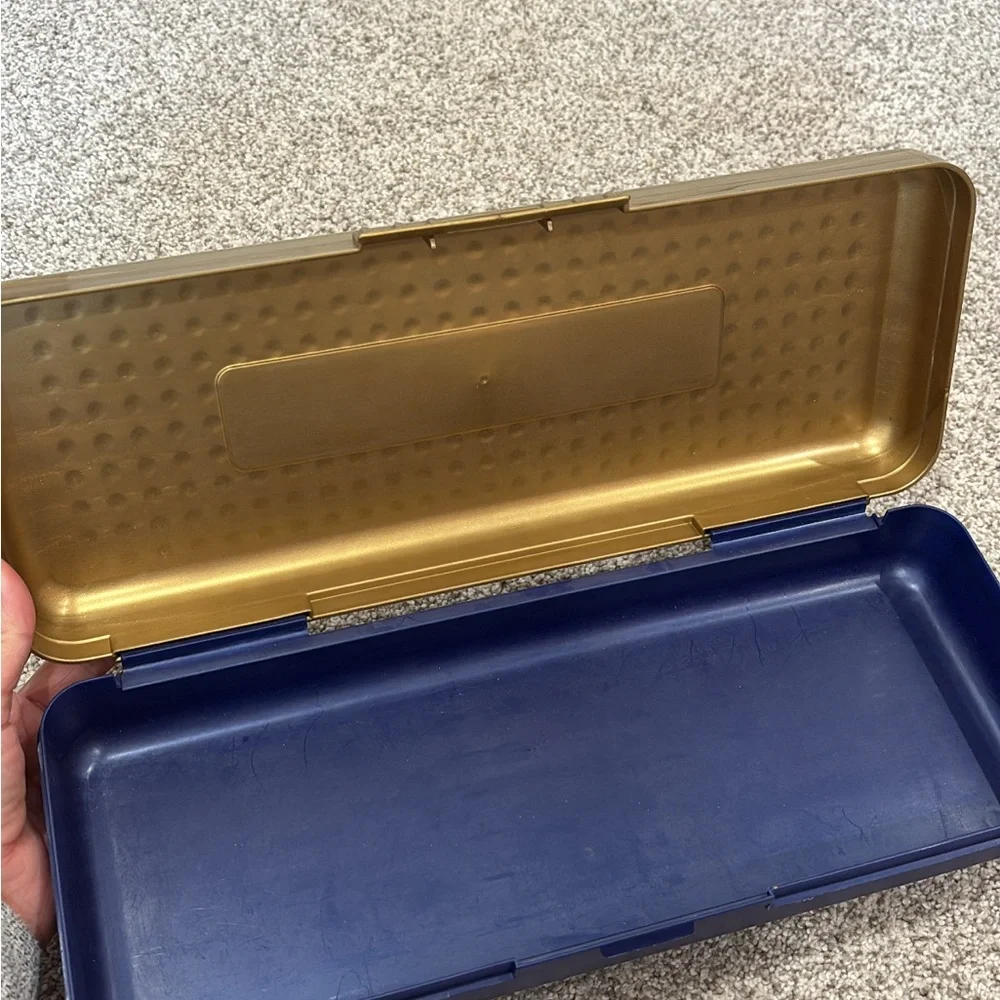 Vintage 90’s Spacemaker 13” Pencil Box In Gold & Blue, Great Condition! Rare